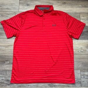 Under Armour Red Polo with Gray Stripes